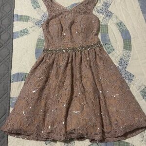 City Studio Lace Midi Dress in Mauve with Sequin Details